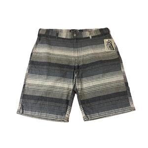 Mens Size 36 Striped Shorts Gray Cotton Comfort Flat Front NWT Retrofit